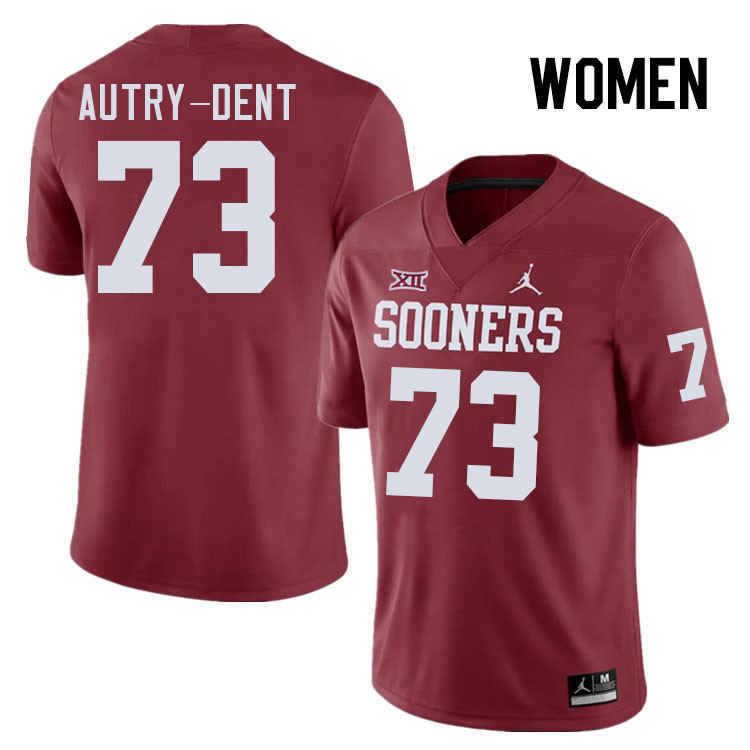 Women #73 Isaiah Autry-Dent Oklahoma Sooners College Football Jerseys Stitched-Crimson